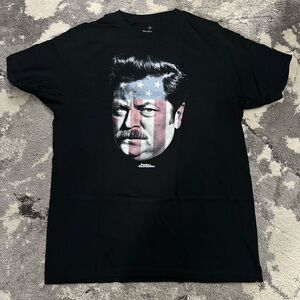 Parks and Recreation Black American Flag Graphic Tee D-33